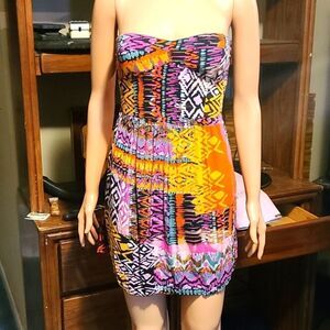 As u wish colorful strapless Aztec min dress